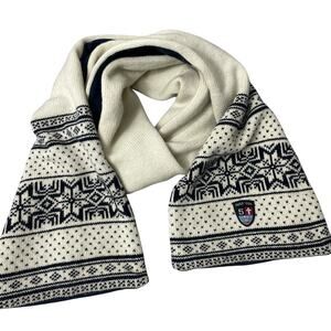 Triple 5 Soul Fairisle Wool Scarf Cream Snowflake Knit Outdoors Fleece *